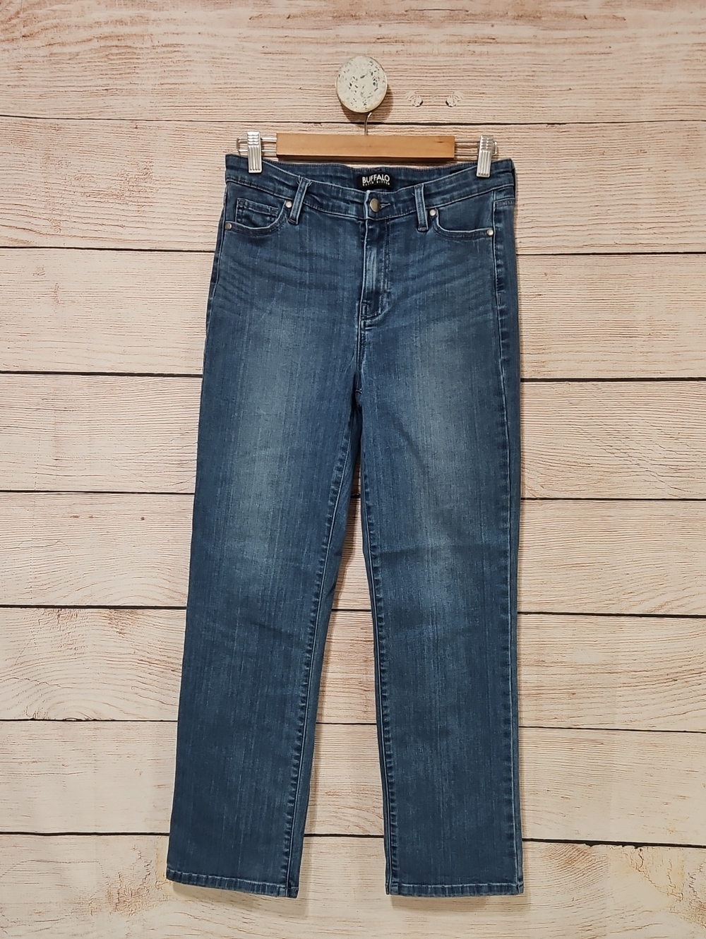 Buffalo Alyssa Blue High-Rise Straight Leg Stretch Denim Women’s Jeans 6 28